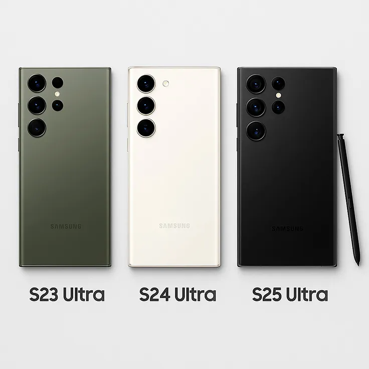 مقایسه گوشی‌های طرح سامسونگ S23 Ultra، S24 Ultra و S25 Ultra